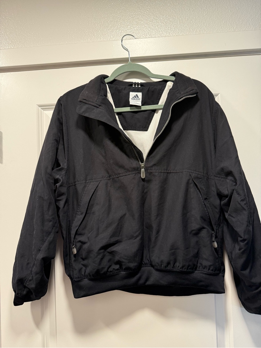 Vintage Adidas Black Quarter-Zip Pullover Jacket